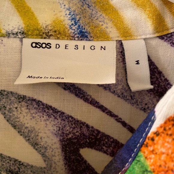 ASOS Design Men’s Short Sleeve Button Down Shirt Size M Boxy Cut 90s/80s Style - Picture 11 of 11